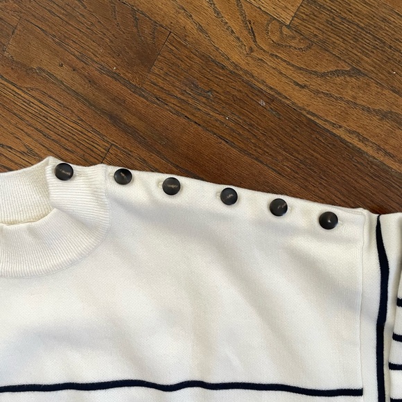 La Maille Sézane Women’s Crewneck Sweater with Black Stripes - Picture 3 of 4